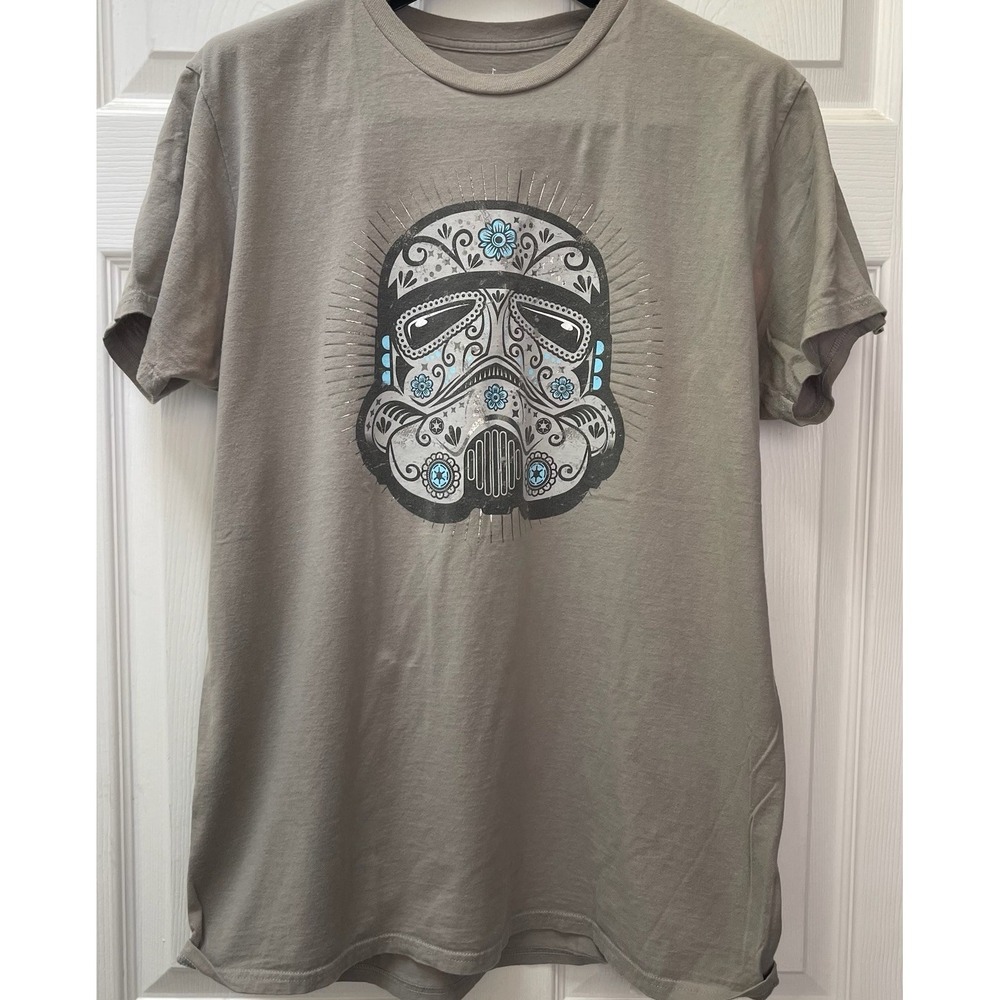 Disney Star‎ Wars Stormtrooper Sugar Skull Men's Large Gray T-Shirt
